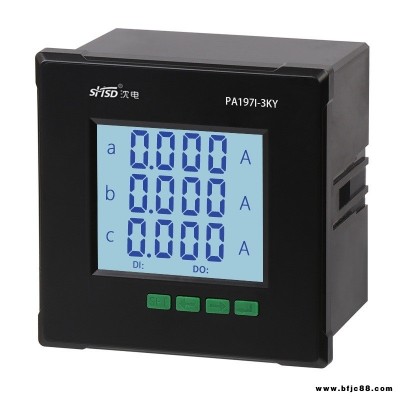 上海沈電三相智能液晶交流電流表PA197I-3KY數字功率485通訊表