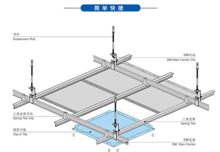 集成吊頂600<i></i>x600鋁扣板天花板辦公室工程板廠房微孔全套材料模塊示例圖12